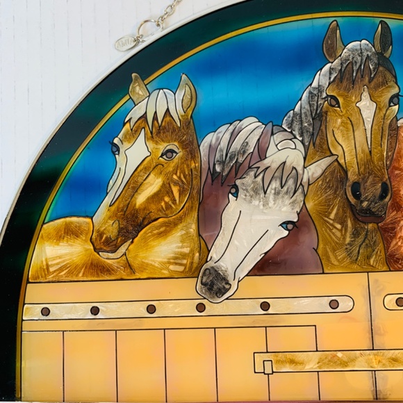 Amia Linda McFadden Sun Catcher Welcome Sign Horses Equestrian Stain Glass - Picture 5 of 14